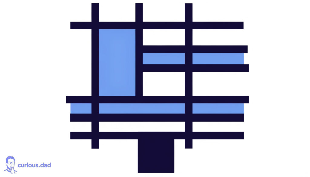 Abstract geometric illustration of a balanced stack of rectangles resting on one small block, representing trust as the foundation of customer relationships